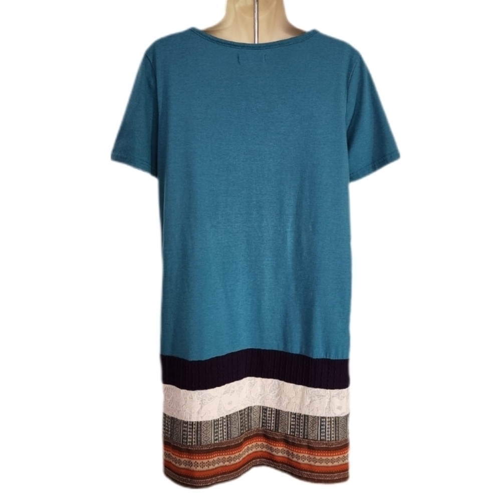 Soulberry Dress Short Sleeve Oversized Teal Size M - Picture 11 of 13